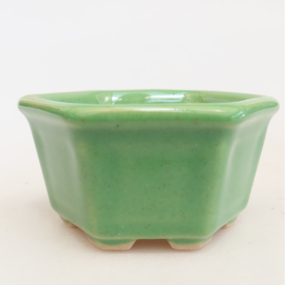 Ceramiczna miseczka do bonsai 7,5 x 7 x 4 cm, kolor zielony