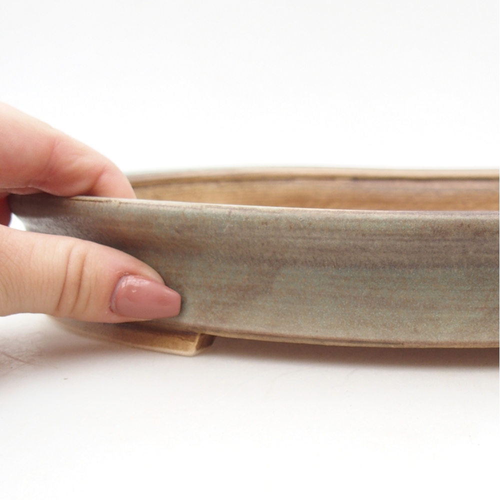 Ceramiczna miska do bonsai 30,5 x 27 x 4 cm, zielona