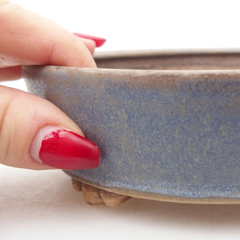 Ceramiczna miska do bonsai 13,5 x 13,5 x 4 cm, kolor niebieski