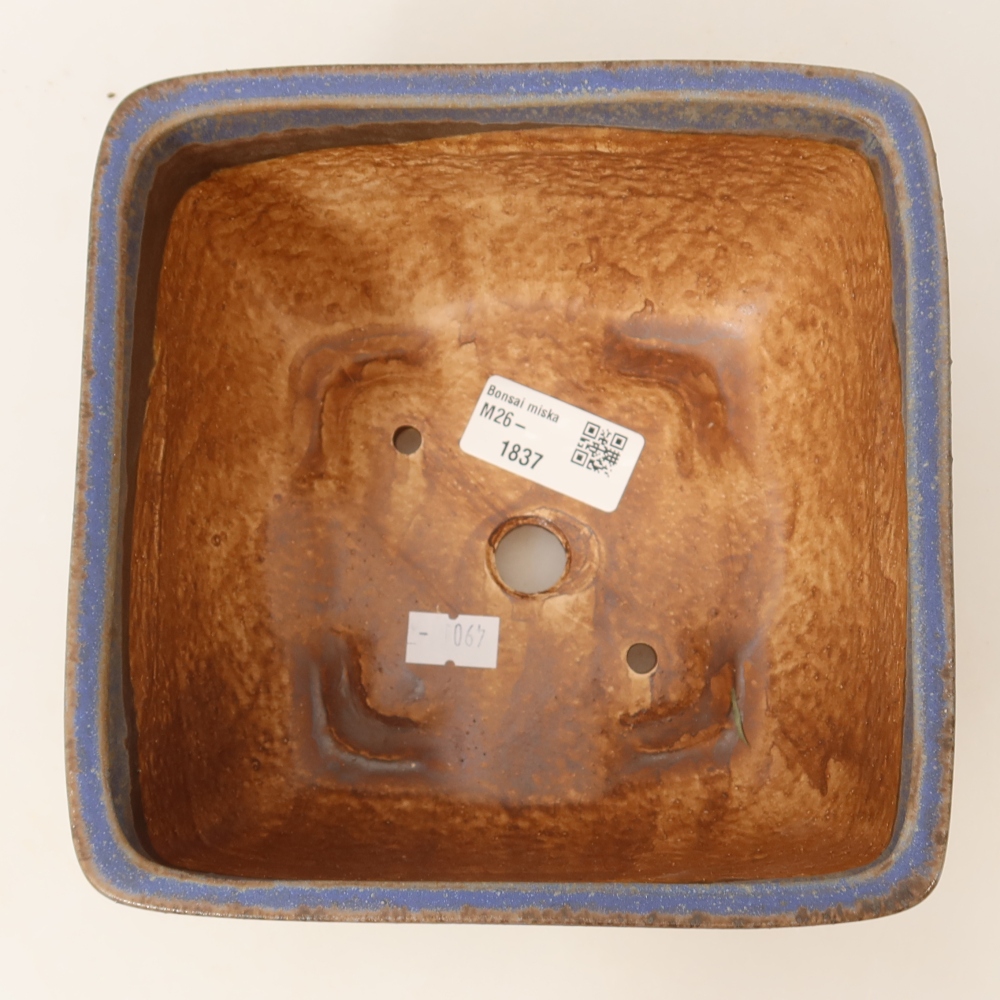 Ceramiczna miska do bonsai 16,5 x 16,5 x 9,5 cm, kolor niebieski