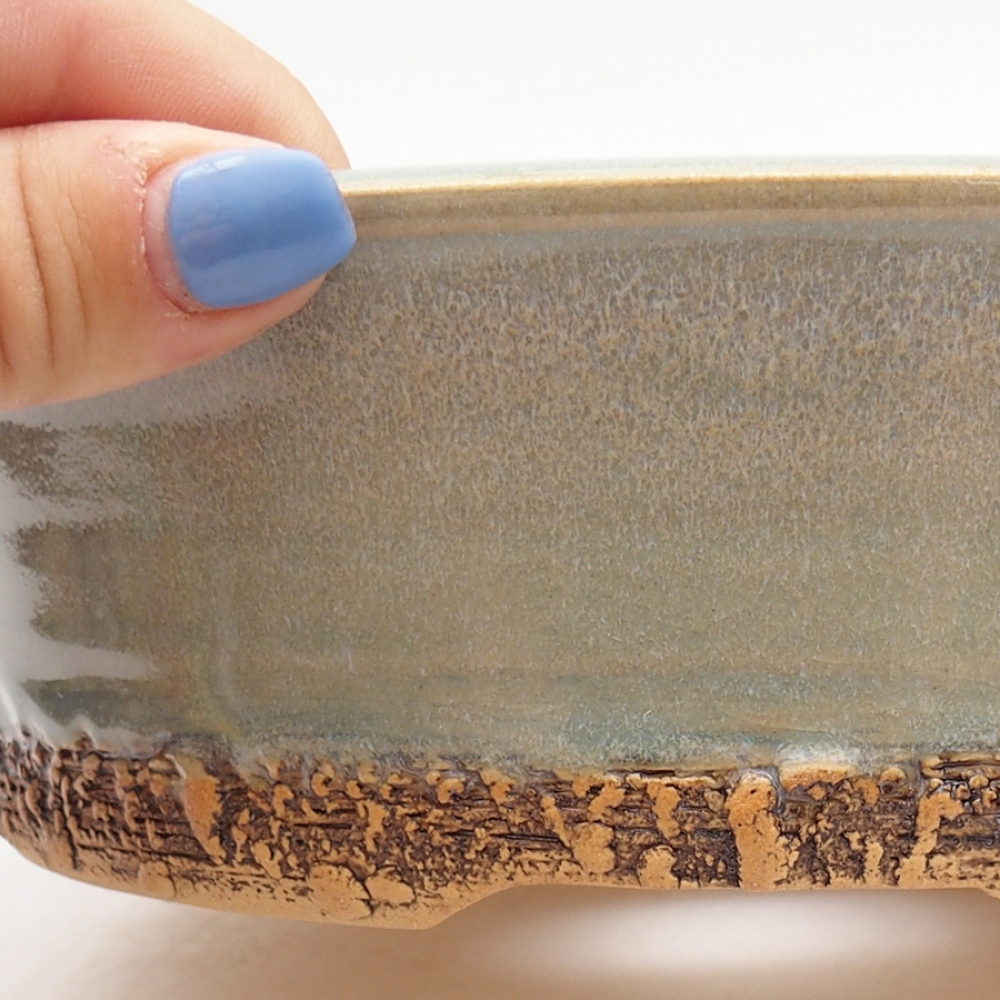 Ceramiczna miska do bonsai 19 x 19 x 6 cm, kolor zielony