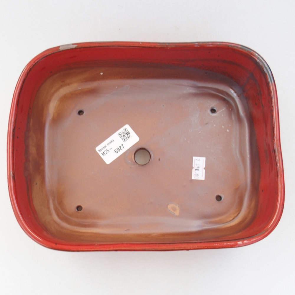 Ceramiczna miska do bonsai 23 x 18 x 7,5 cm, kolor czerwony