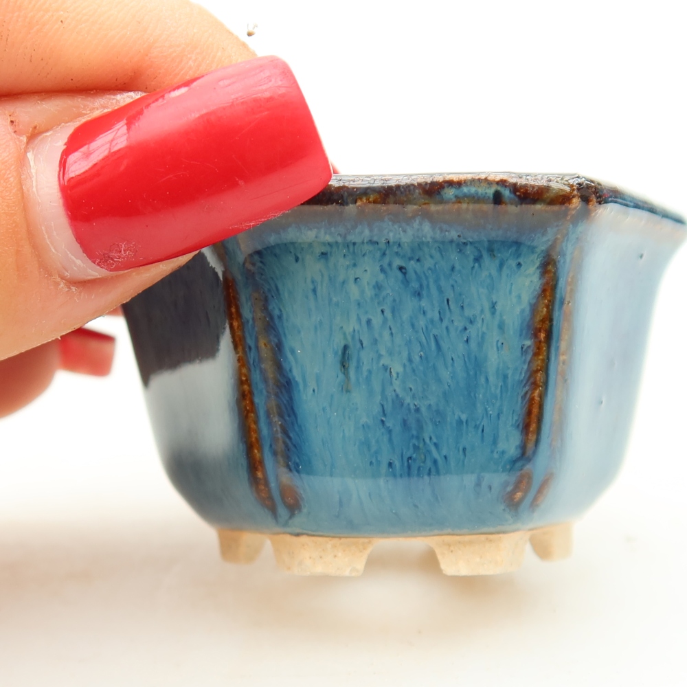 Ceramiczna miseczka do bonsai 5,5 x 5 x 3 cm, kolor niebieski