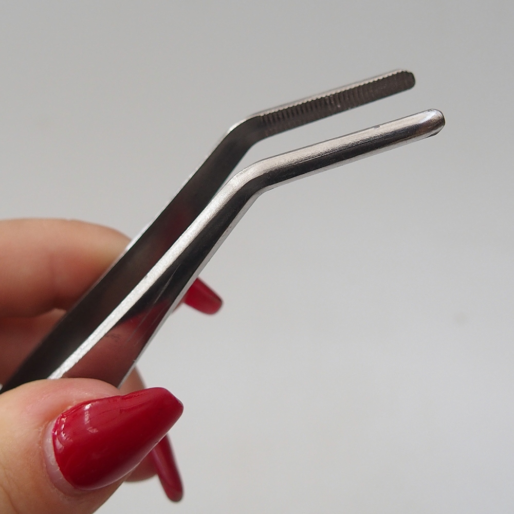 Chwytak i zakrzywiona pęseta 22 cm - stal nierdzewna