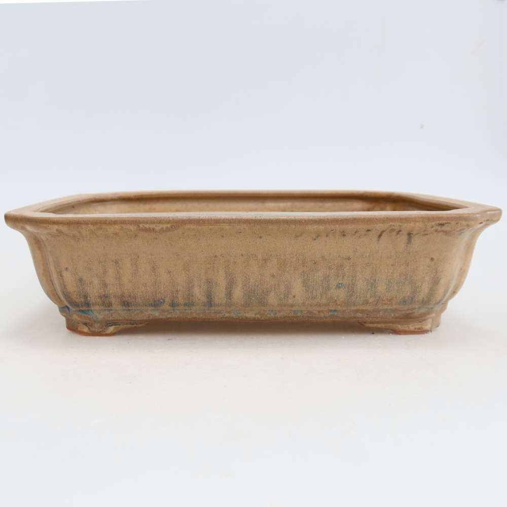 Ceramiczna miska do bonsai 27,5 x 21,5 x 7 cm, kolor beżowy