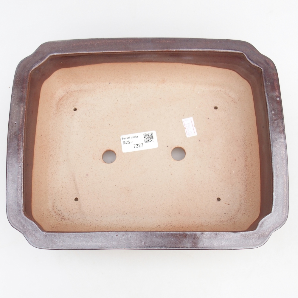 Ceramiczna miska na bonsai 27,5 x 22 x 7 cm, brązowa