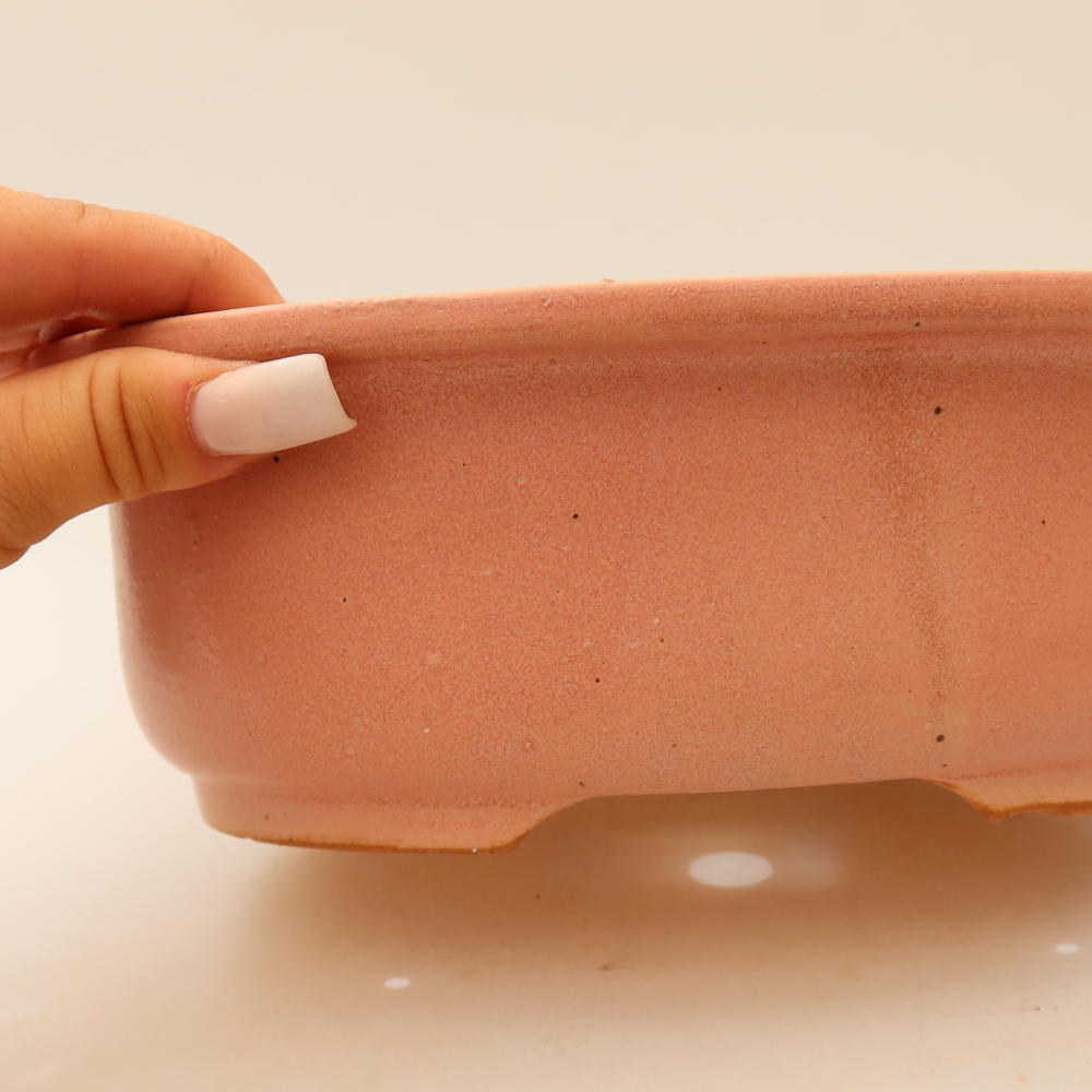 Ceramiczna miska do bonsai 23 x 19 x 8 cm, kolor różowy
