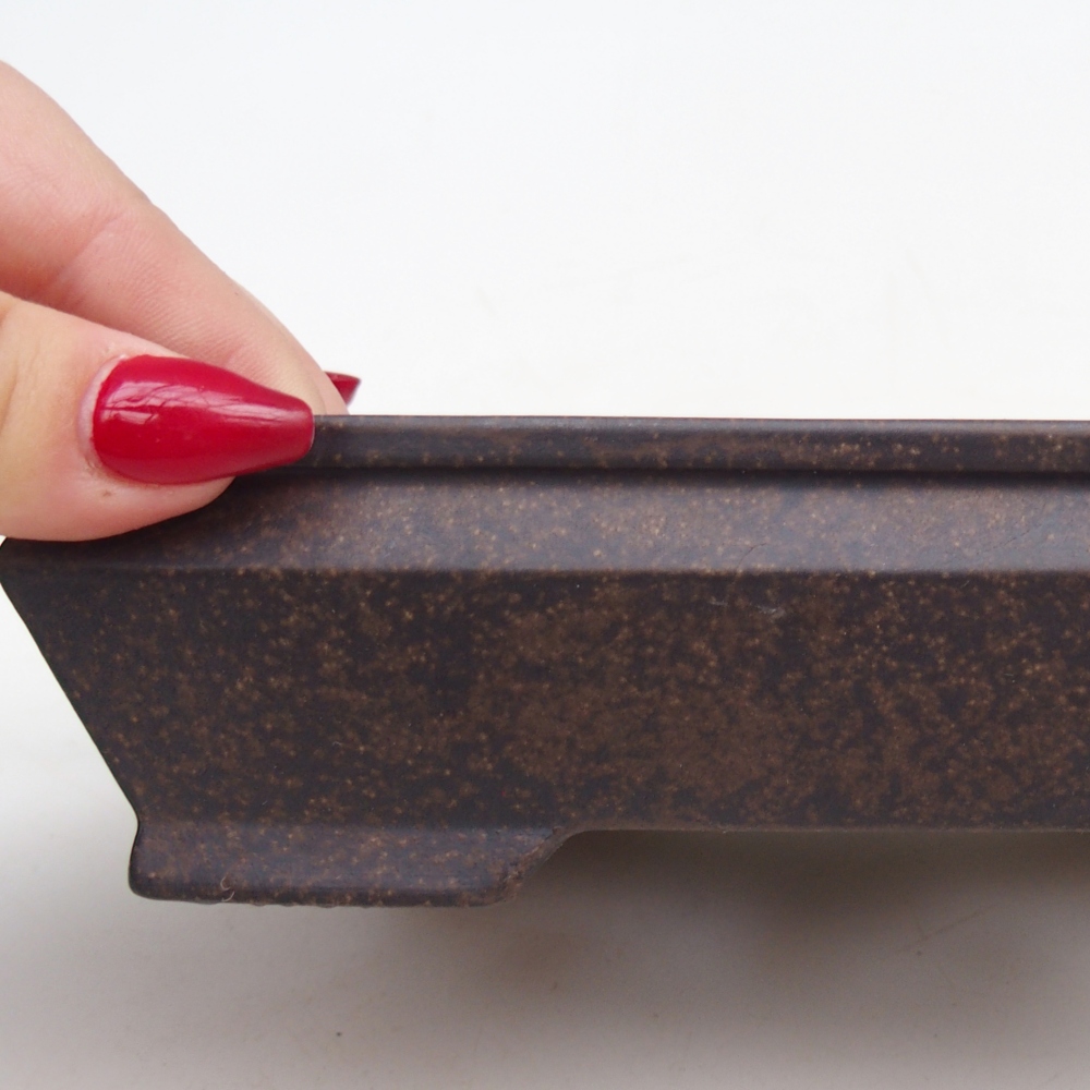 Ceramiczna miska do bonsai 15,5 x 11 x 4,5 cm, brązowo-ochrowa