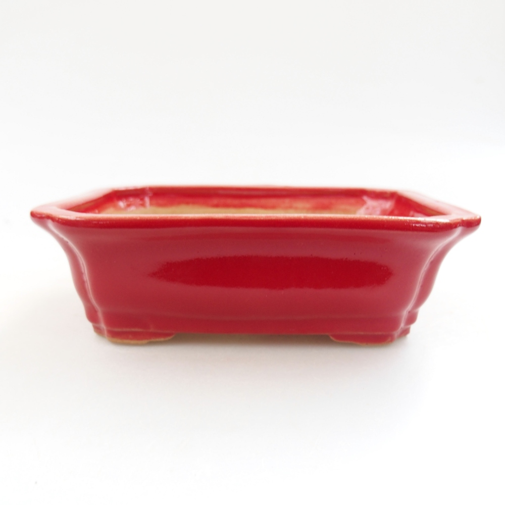 Ceramiczna miska bonsai 13 x 10,5 x 4 cm, kolor Czerwony