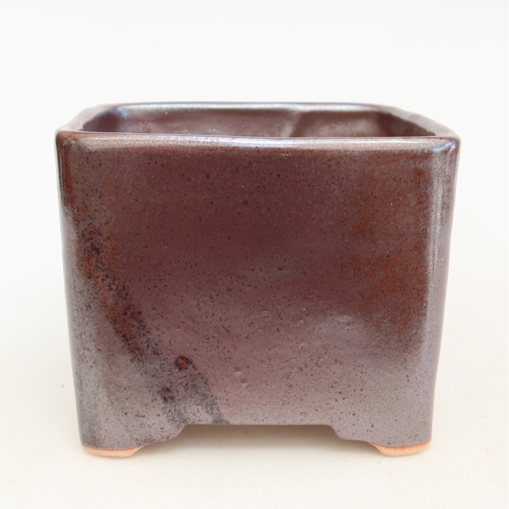 Ceramiczna miska do bonsai 10,5 x 10,5 x 8,5 cm, kolor brązowy