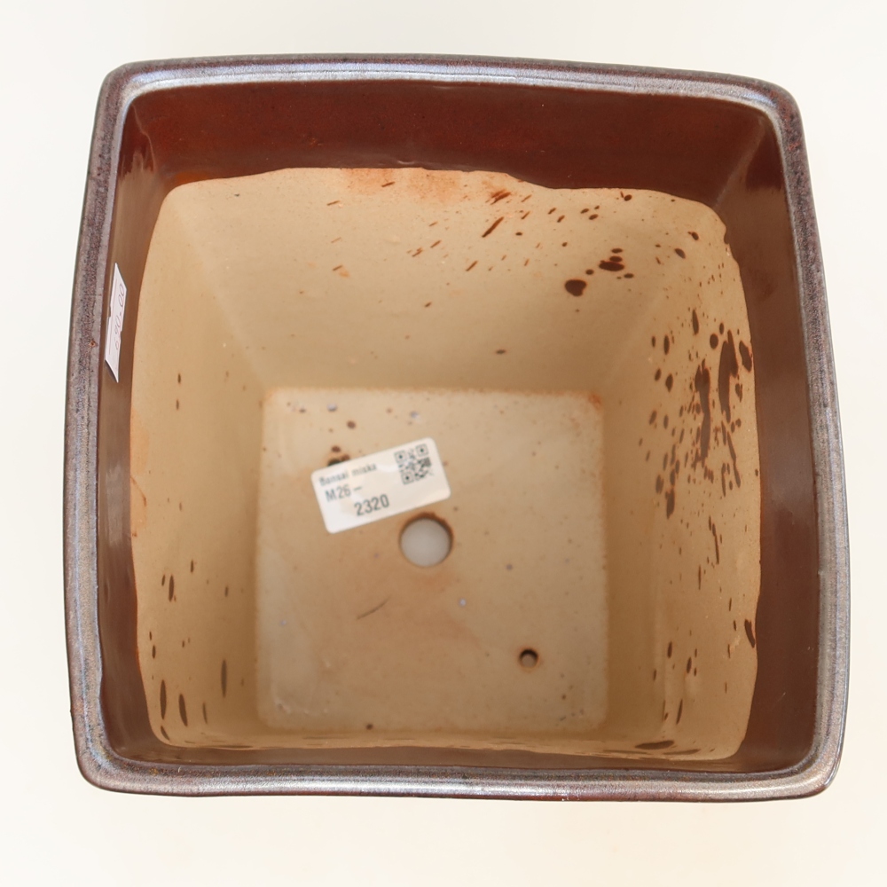 Ceramiczna miska do bonsai 15,5 x 15,5 x 19 cm, kolor brązowy