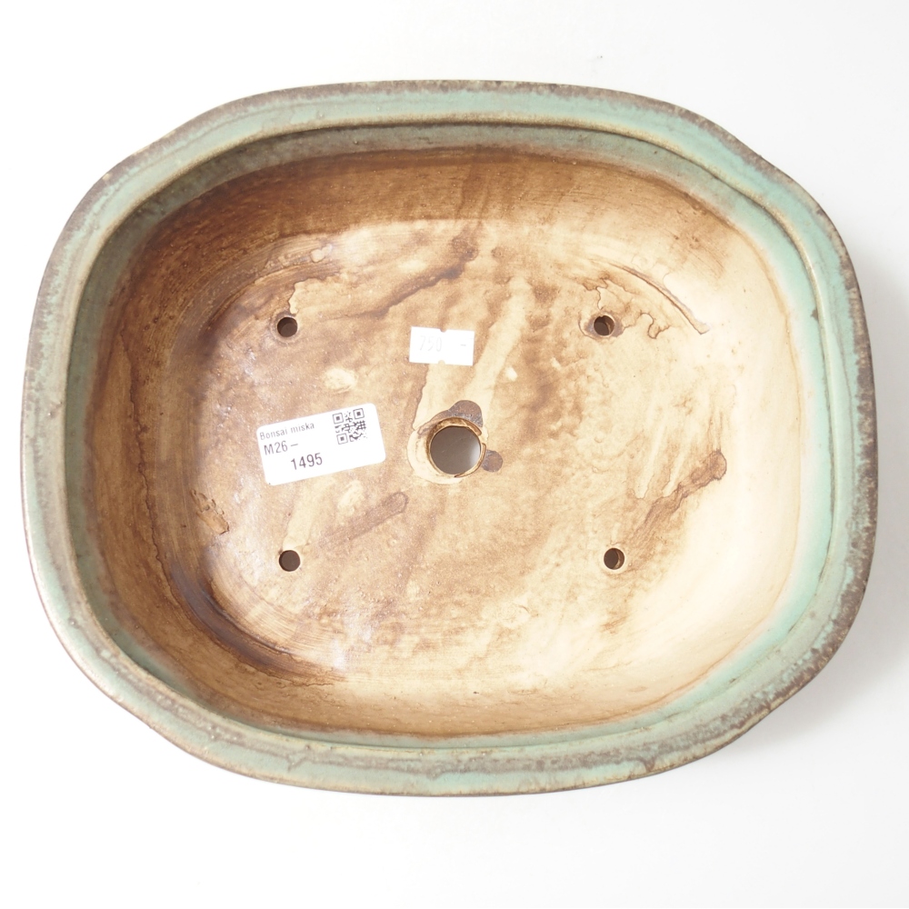 Ceramiczna miska do bonsai 25 x 21 x 8 cm, zielona