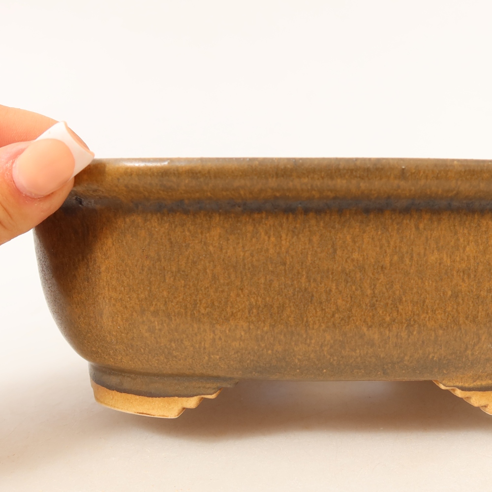 Ceramiczna miska do bonsai 20,5 x 16,5 x 7 cm, kolor brązowy