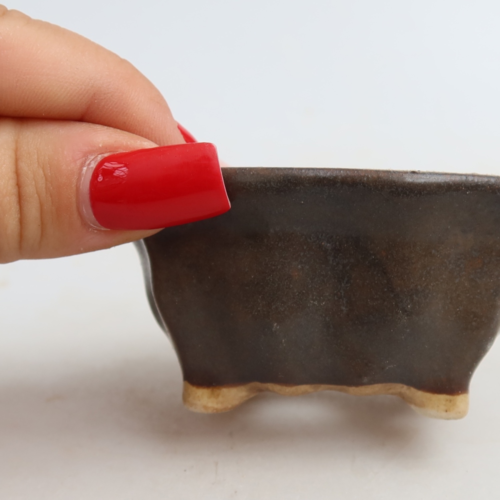 Ceramiczna miseczka do bonsai 7 x 7 x 3,5 cm, kolor brązowy