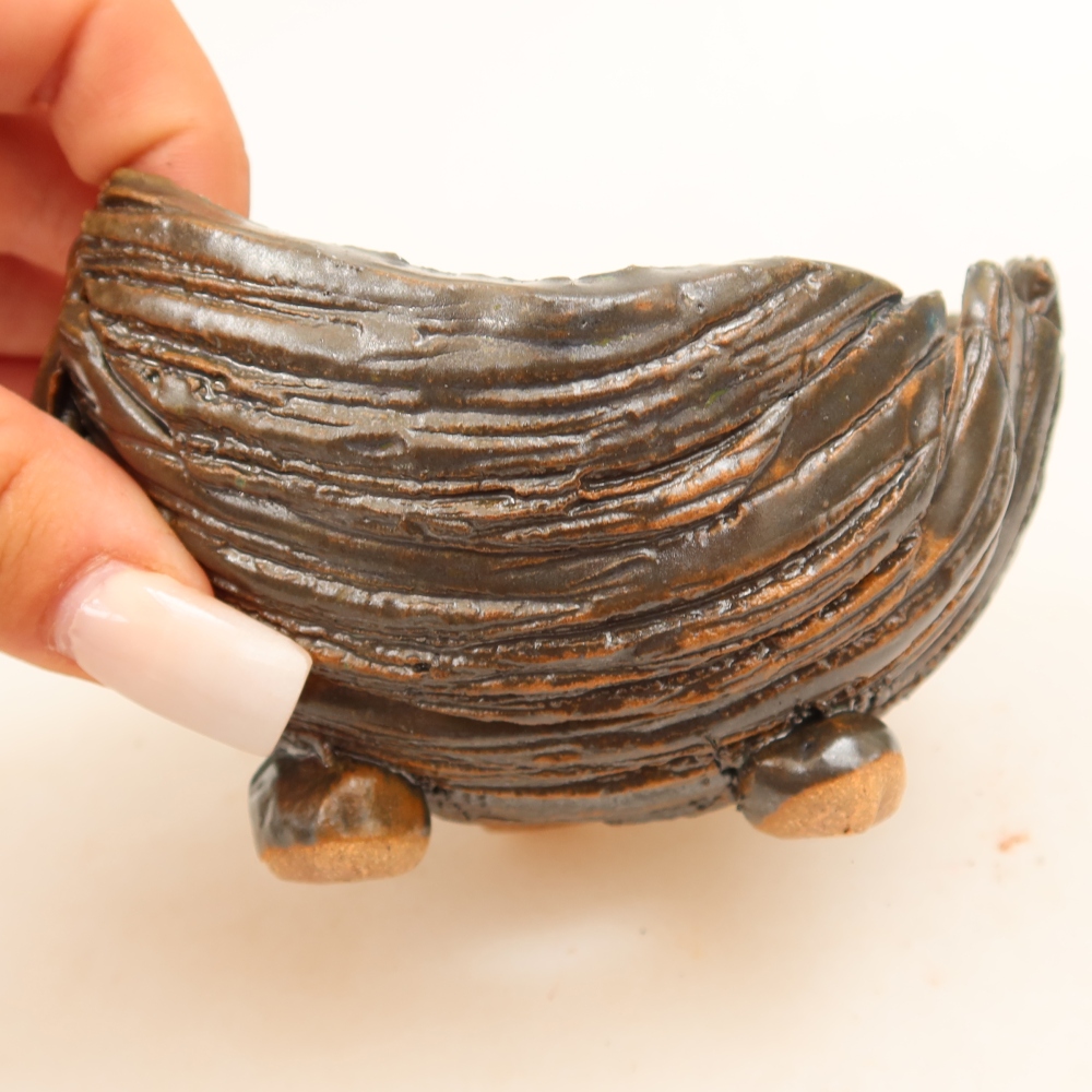 Ceramiczna skorupa  10 x 9,5 x 7 cm, kolor brązowo-zielony