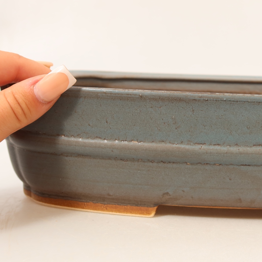 Ceramiczna miska na bonsai 29,5 x 25 x 7 cm, kolor niebieski