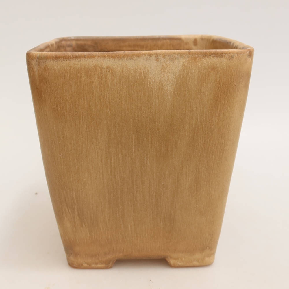 Ceramiczna miska do bonsai 13,5 x 13,5 x 15 cm, kolor beżowy