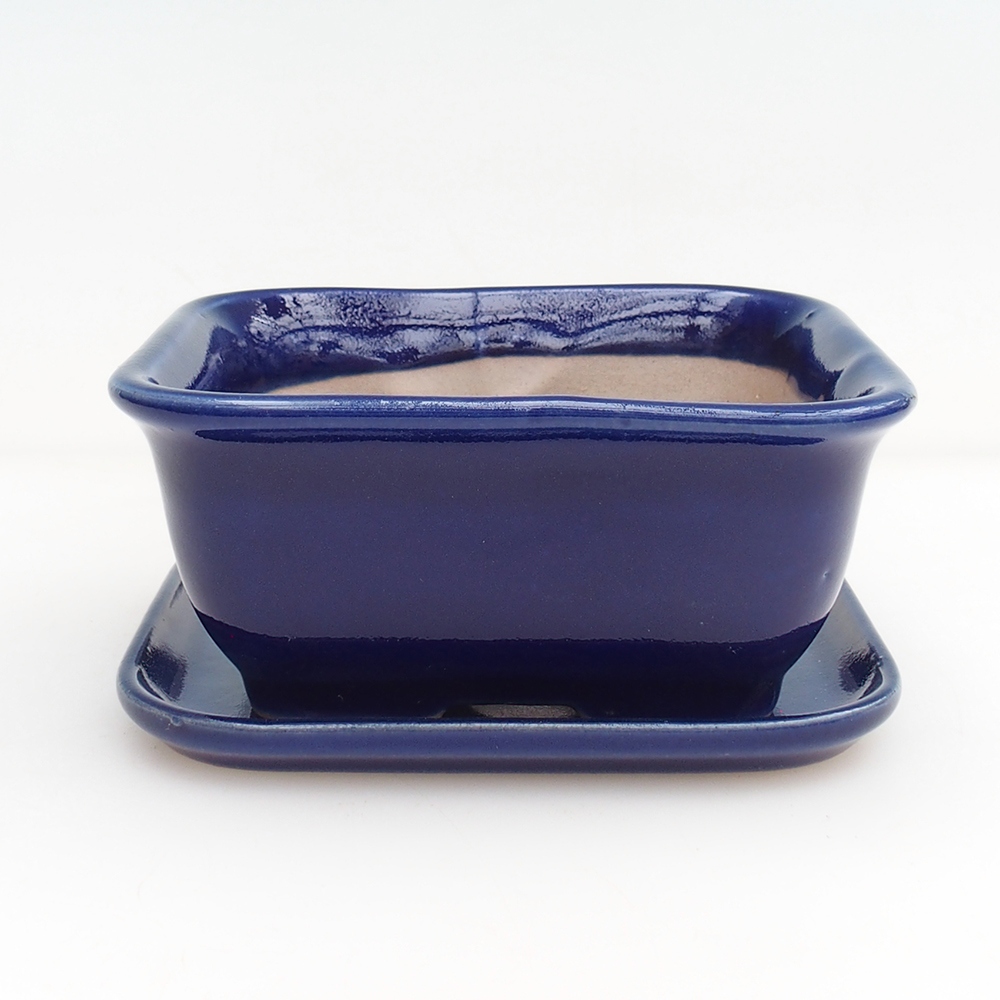 Miska bonsai + spodek H38 - 12 x 10,5 x 5 cm - niebieski
