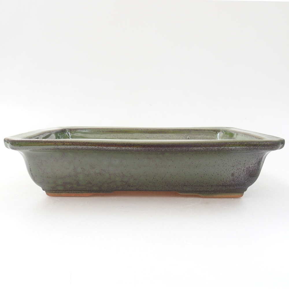 Ceramiczna miska bonsai 17,5 x 13 x 4 cm, kolor zielony