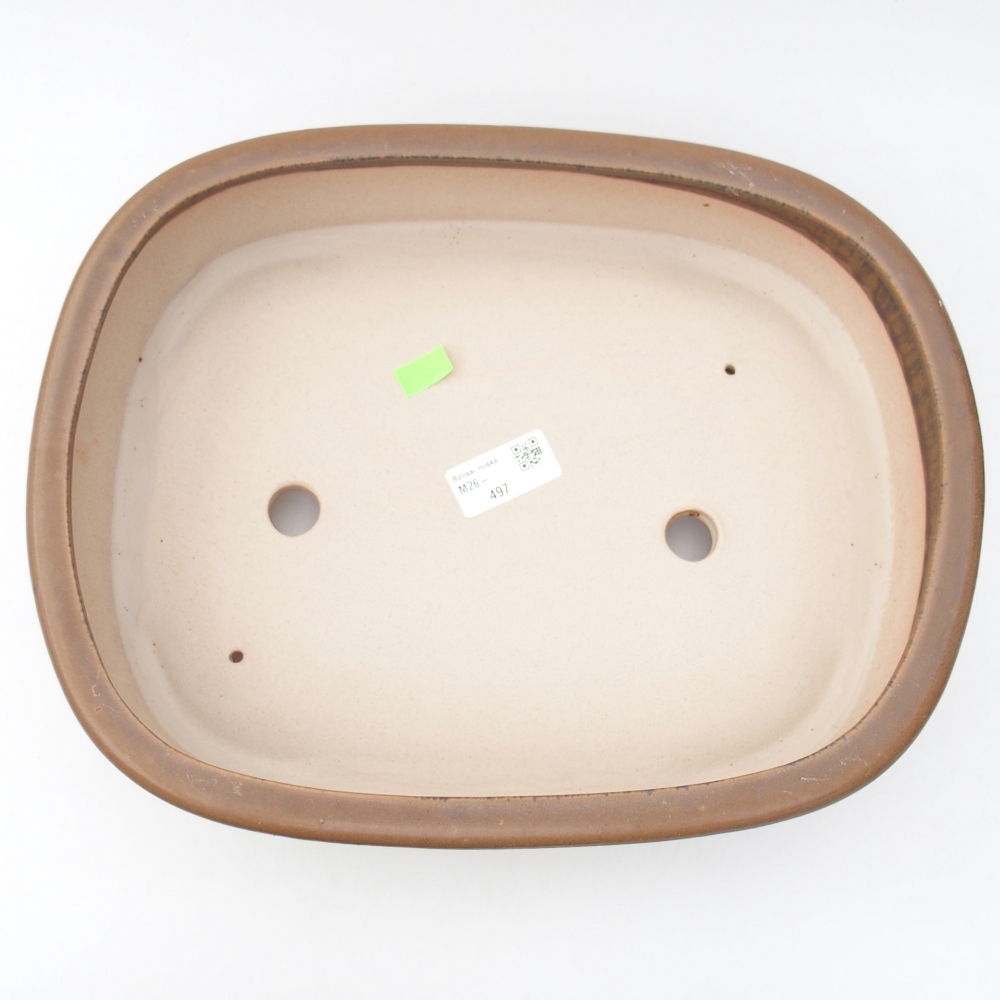 Ceramiczna miska na bonsai 32 x 25 x 7,5 cm, brązowa