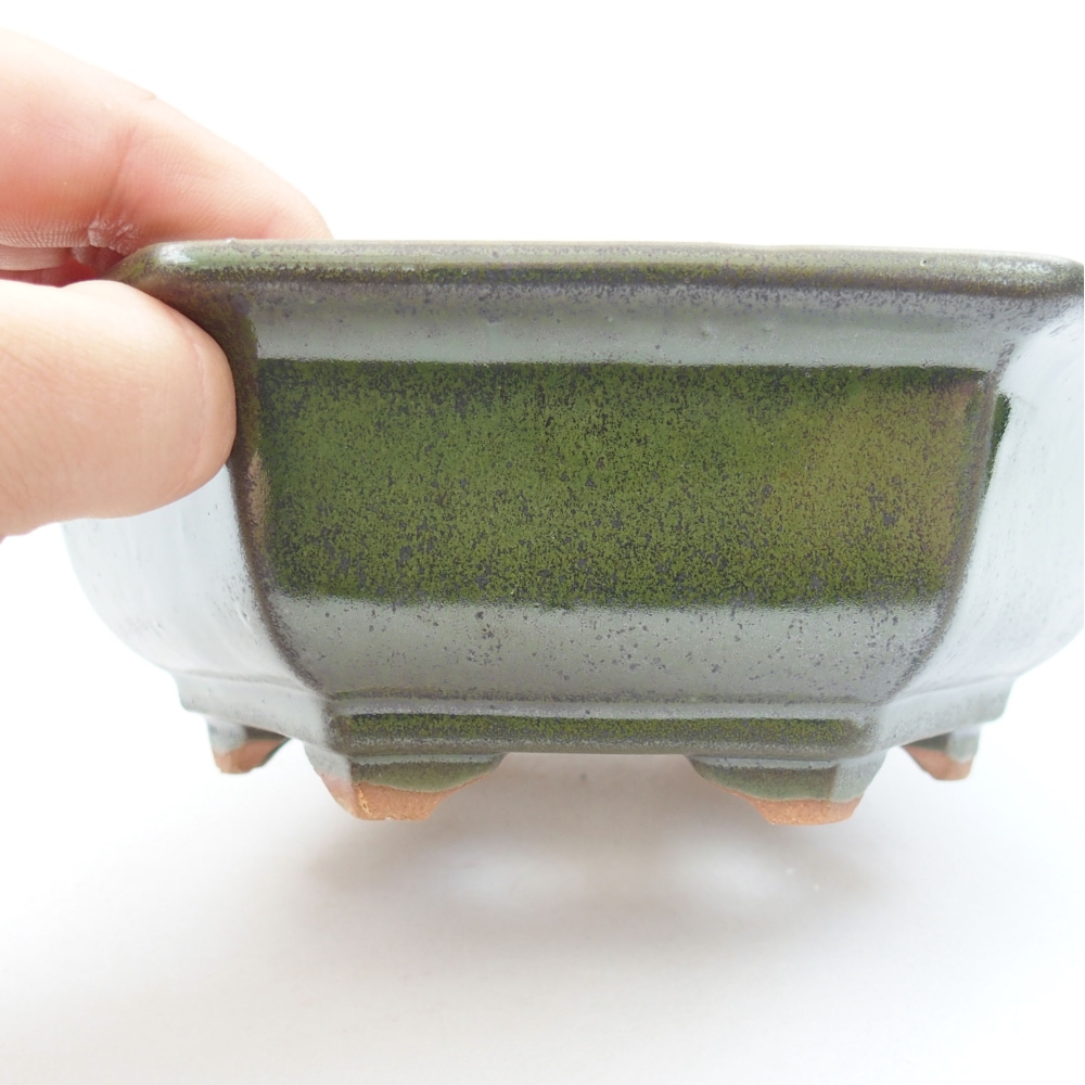 Ceramiczna miska bonsai 17 x 15 x 6 cm, kolor zielony