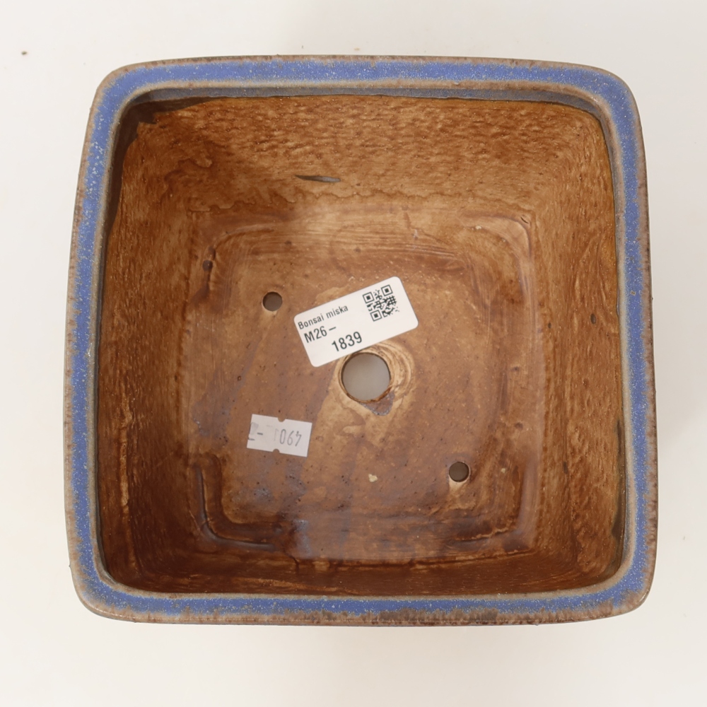 Ceramiczna miska na bonsai 16 x 16 x 10 cm, kolor niebieski
