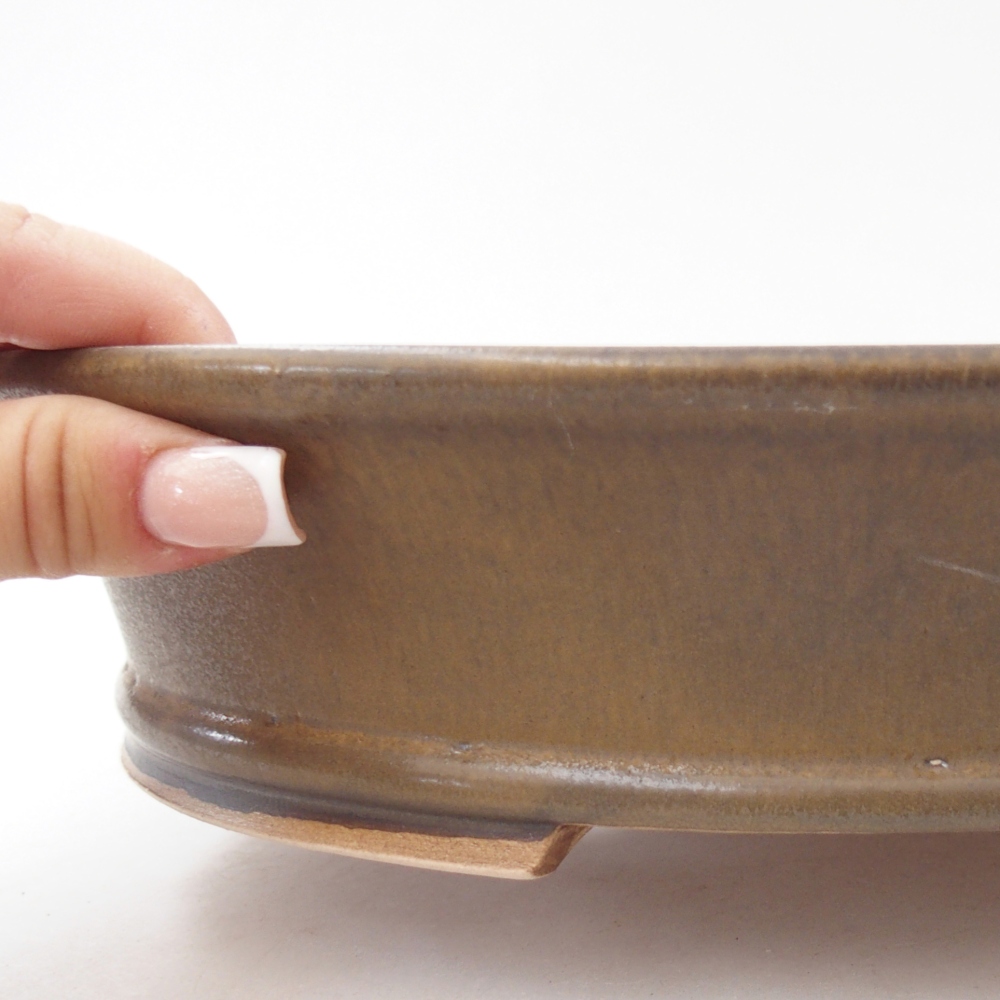 Ceramiczna miska na bonsai 27 x 24 x 6 cm, brązowa
