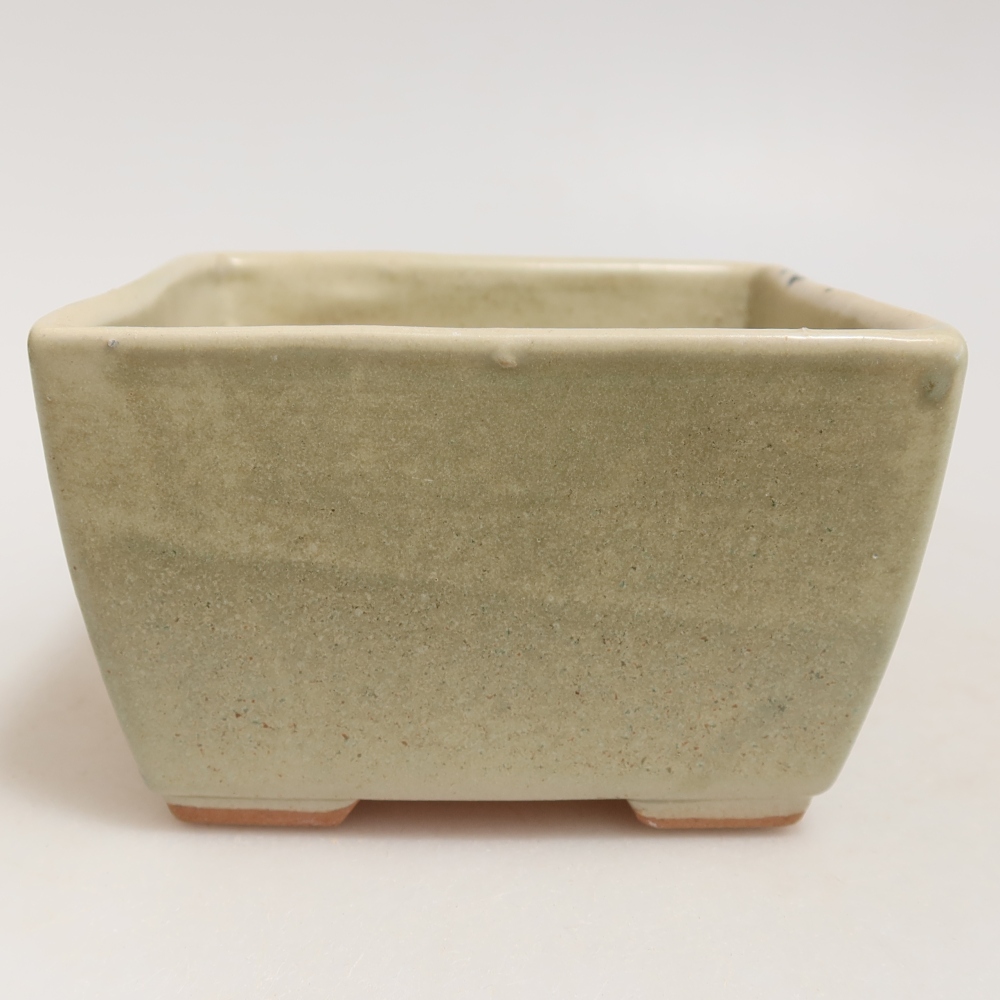 Ceramiczna miska do bonsai 10,5 x 10,5 x 6,5 cm, kolor zielony