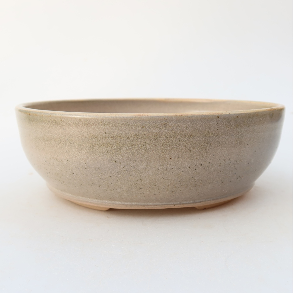 Ceramiczna miska do bonsai 17,5 x 17,5 x 6 cm, kolor beżowy