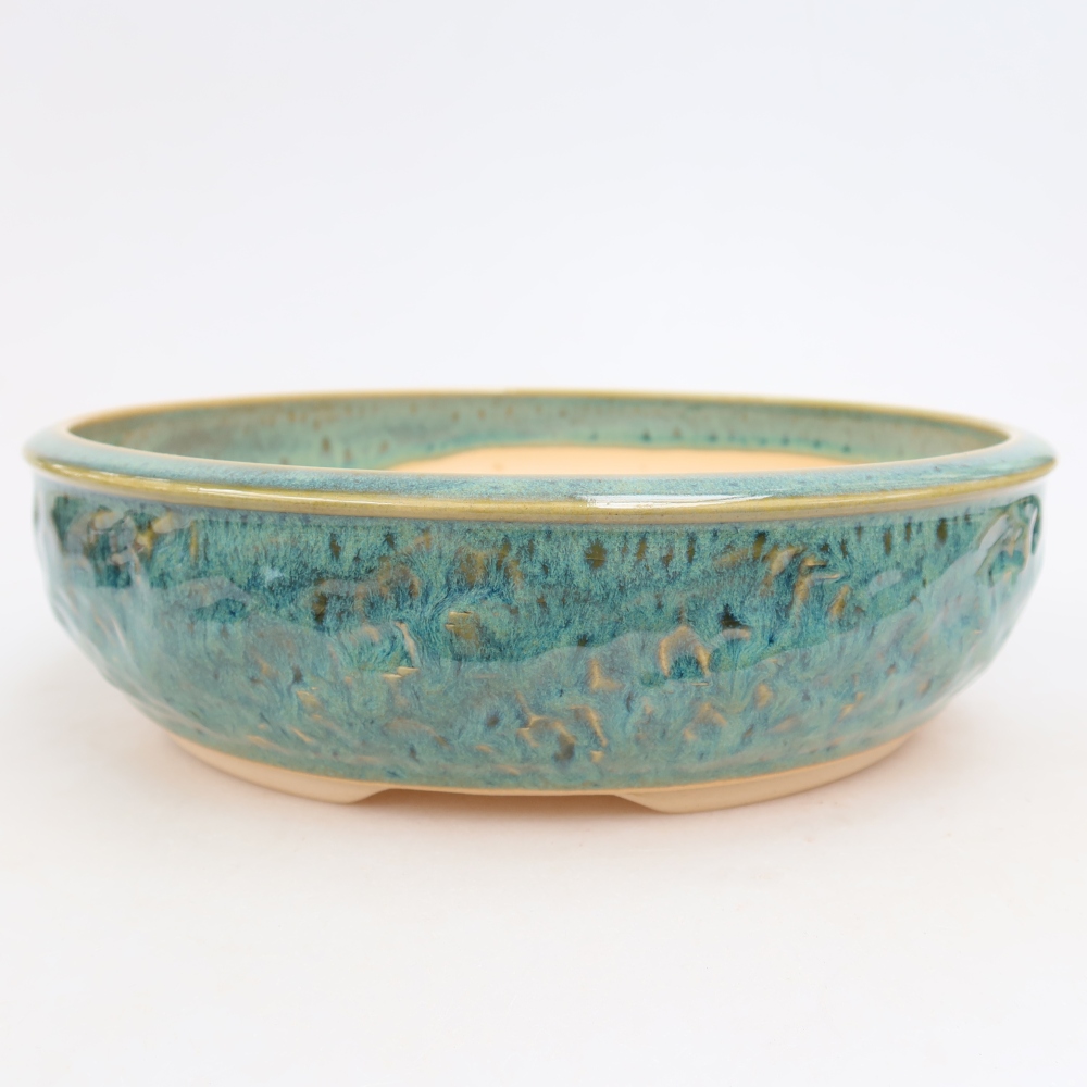 Ceramiczna miska do bonsai 23 x 23 x 6,5 cm, kolor zielony