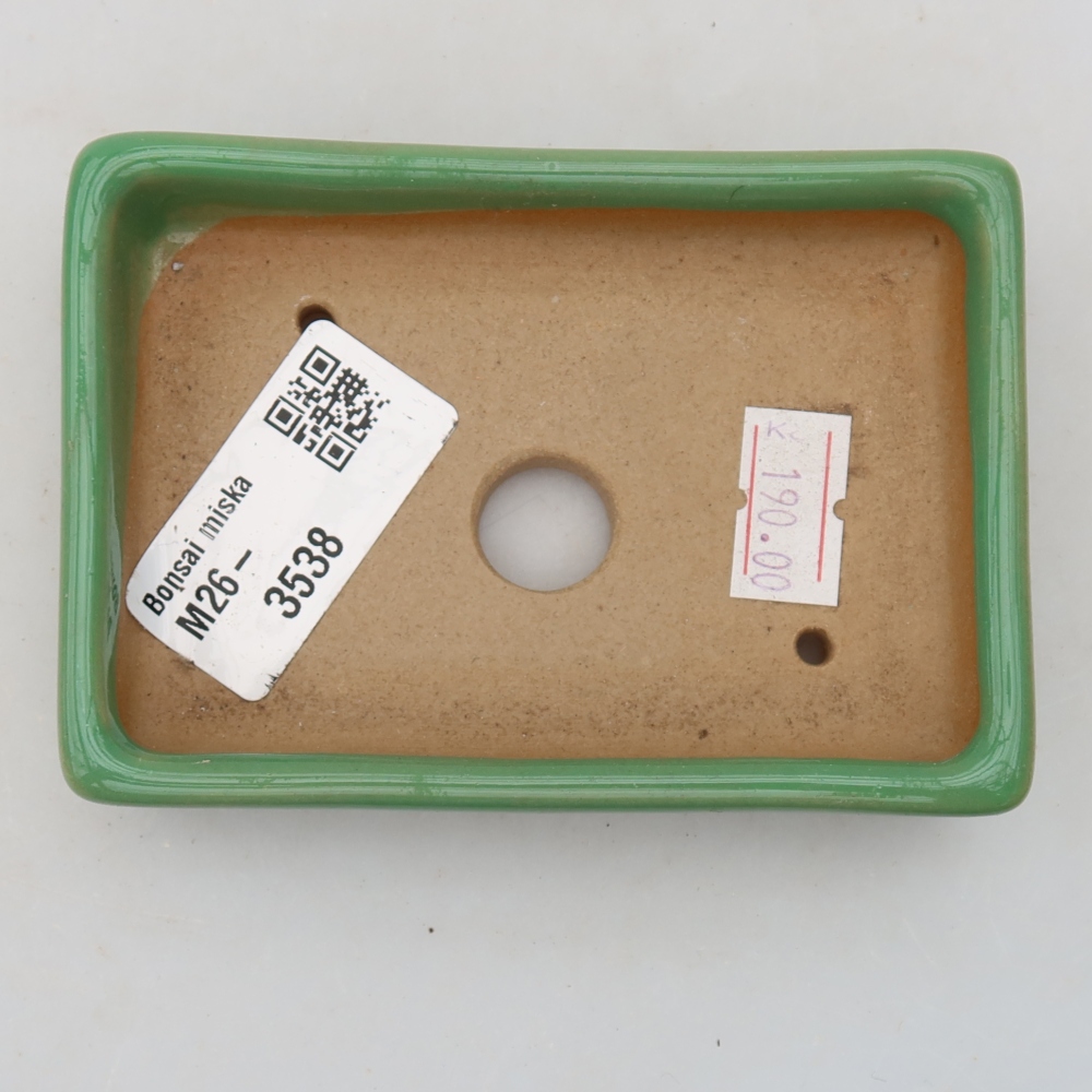 Ceramiczna miseczka do bonsai 10 x 7 x 2 cm, kolor zielony