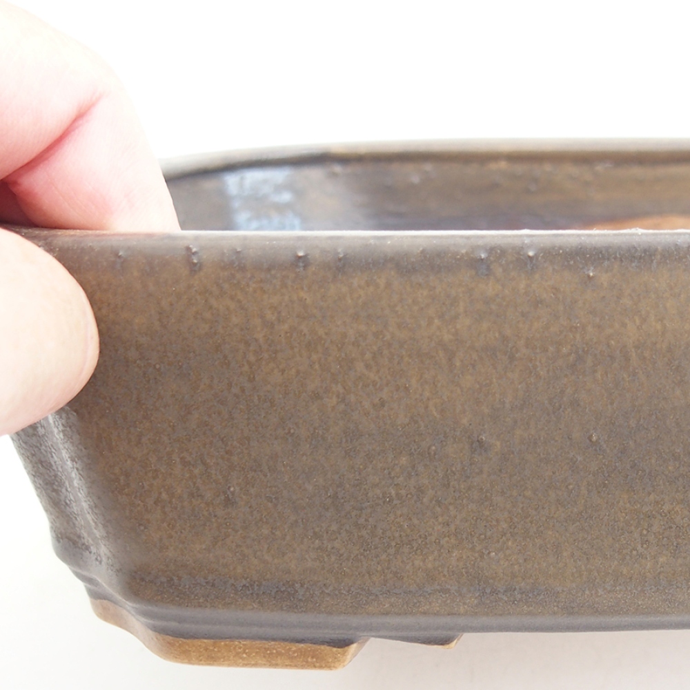 Ceramiczna miska na bonsai 21 x 18 x 6 cm, brązowa