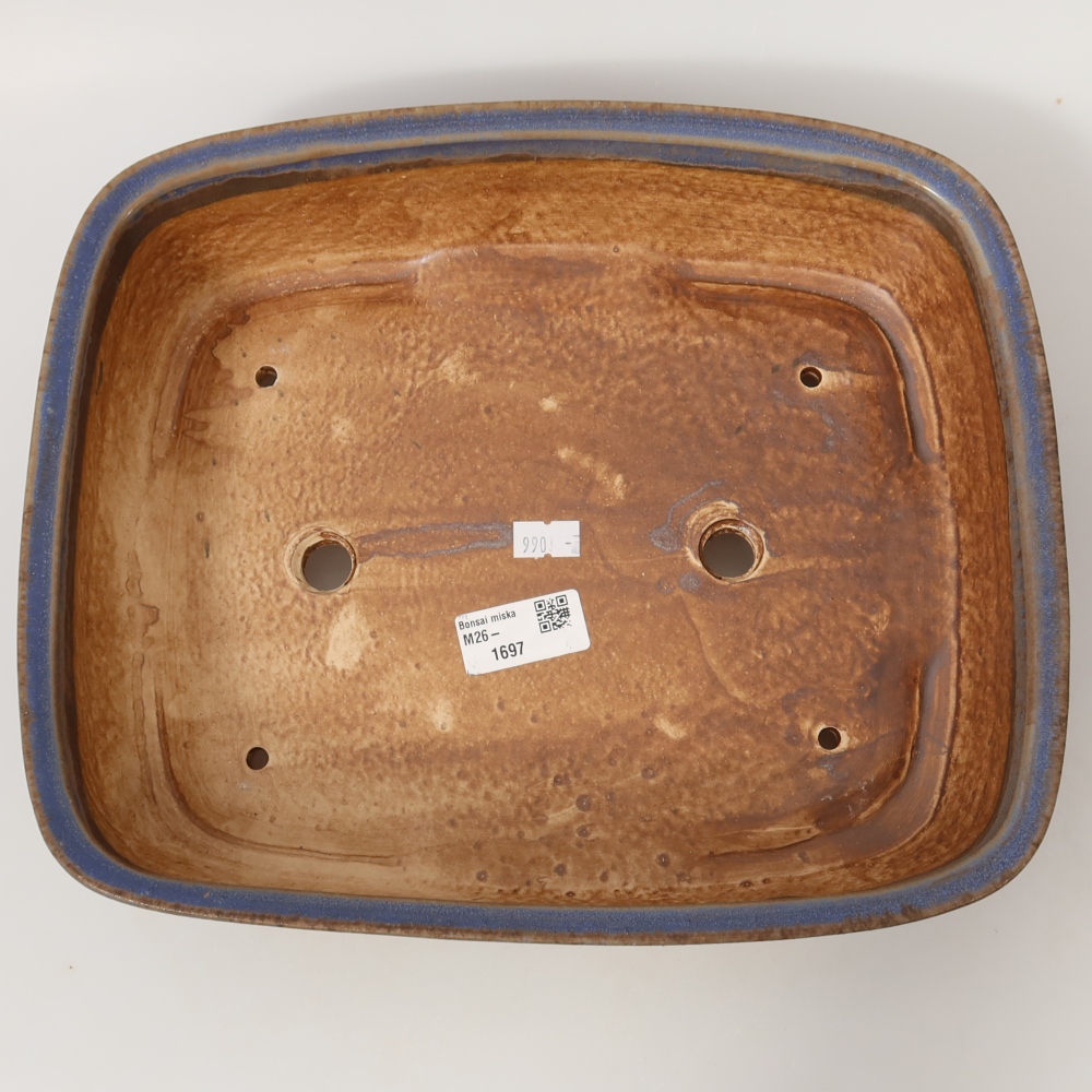 Ceramiczna miska na bonsai 29,5 x 25 x 7 cm, kolor niebieski