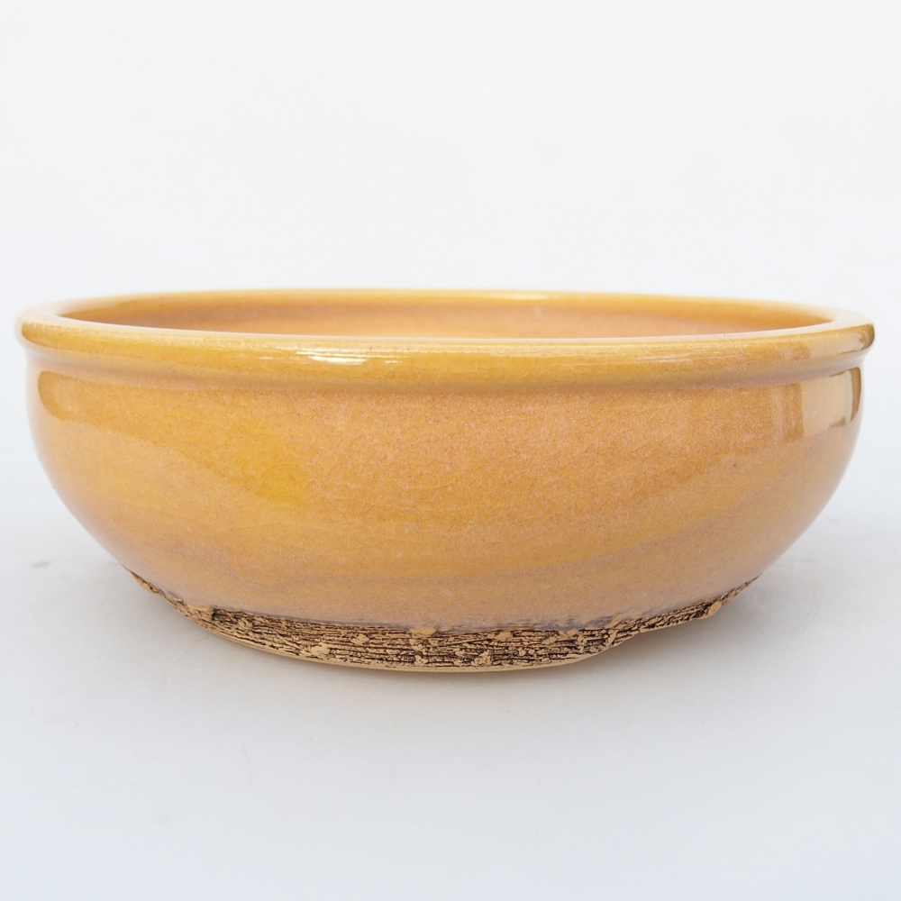 Ceramiczna miska do bonsai 16,5 x 16,5 x 5,5 cm, kolor brązowo-żółty