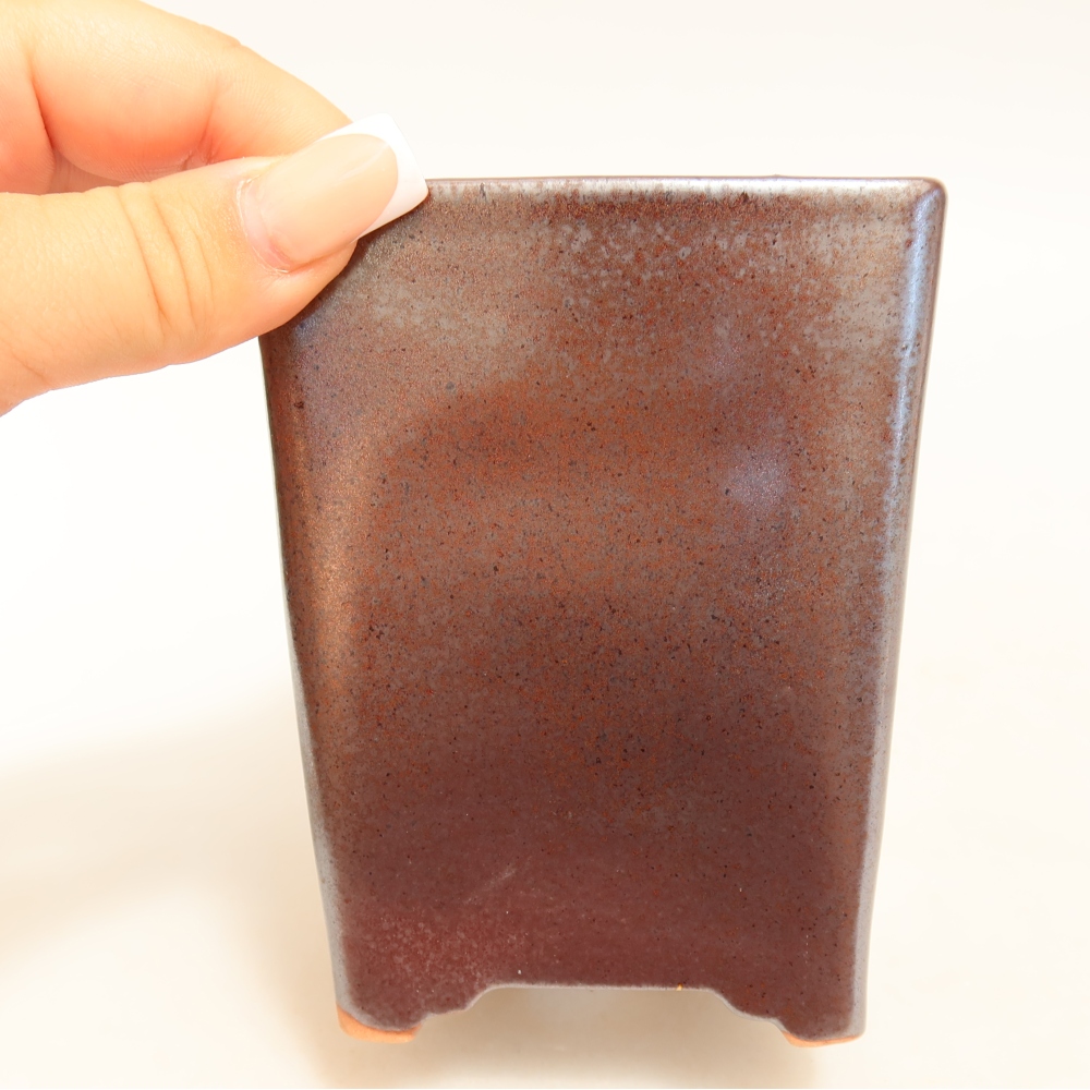 Ceramiczna miska do bonsai 9 x 9 x 11 cm, kolor metaliczny