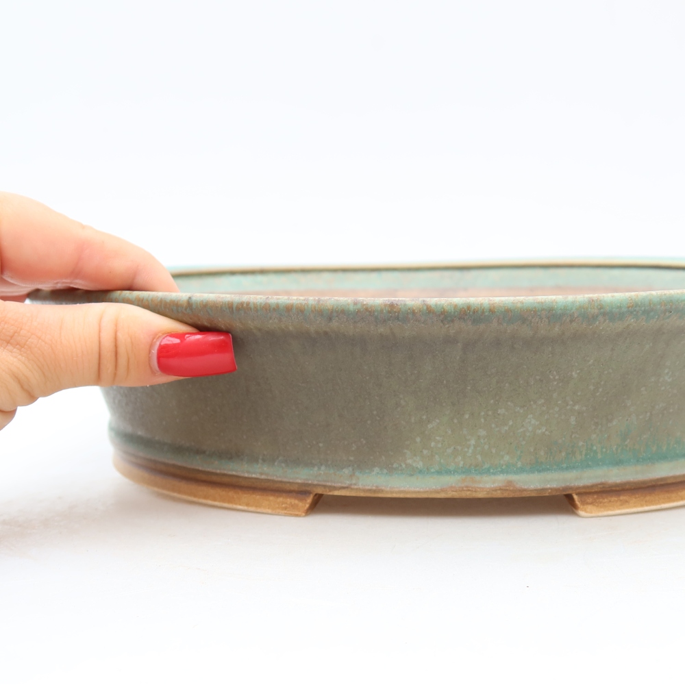 Ceramiczna miska do bonsai 27 x 24,5 x 6 cm, kolor zielony