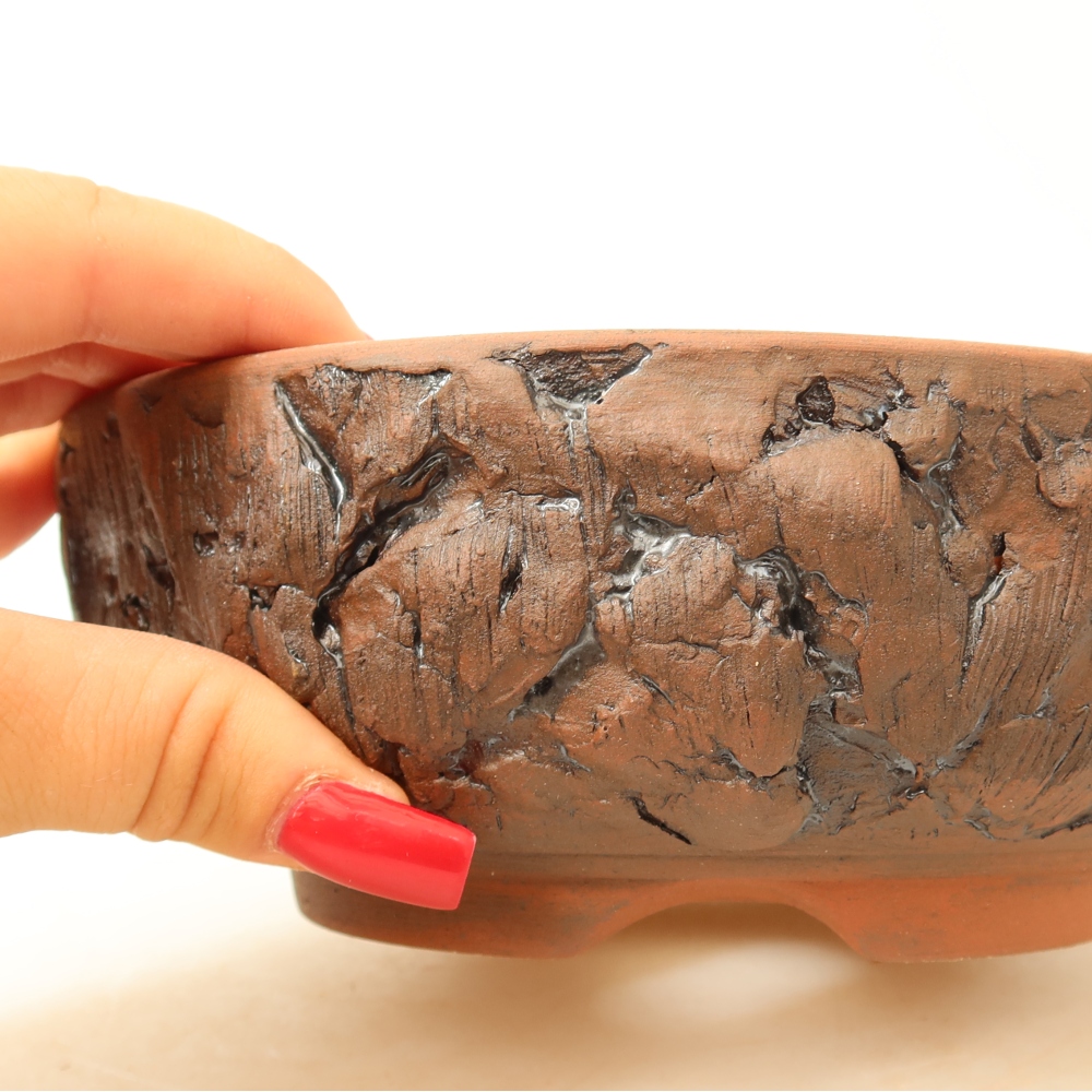 Ceramiczna miska do bonsai 16,5 x 16,5 x 6 cm, brązowa
