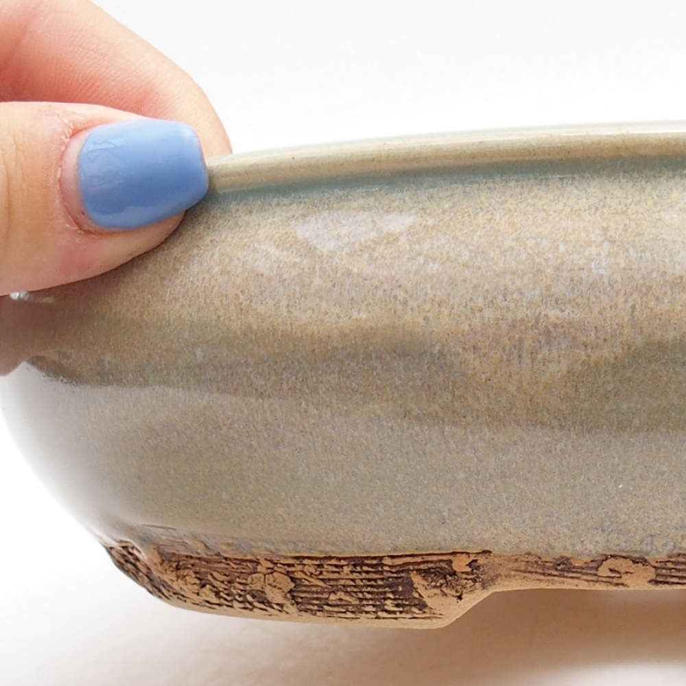 Ceramiczna miska do bonsai 18 x 18 x 5,5 cm, kolor zielony