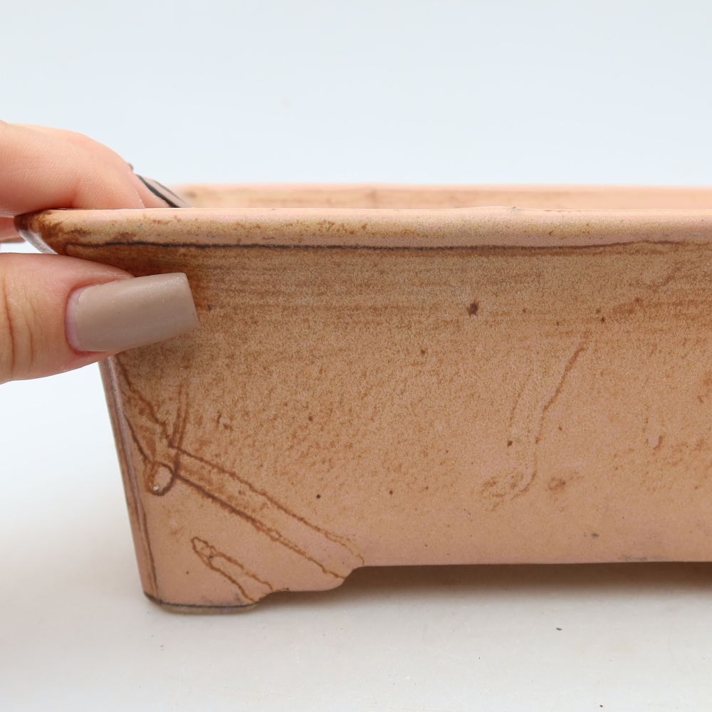 Ceramiczna miska do bonsai 18 x 13,5 x 7,5 cm, kolor różowy