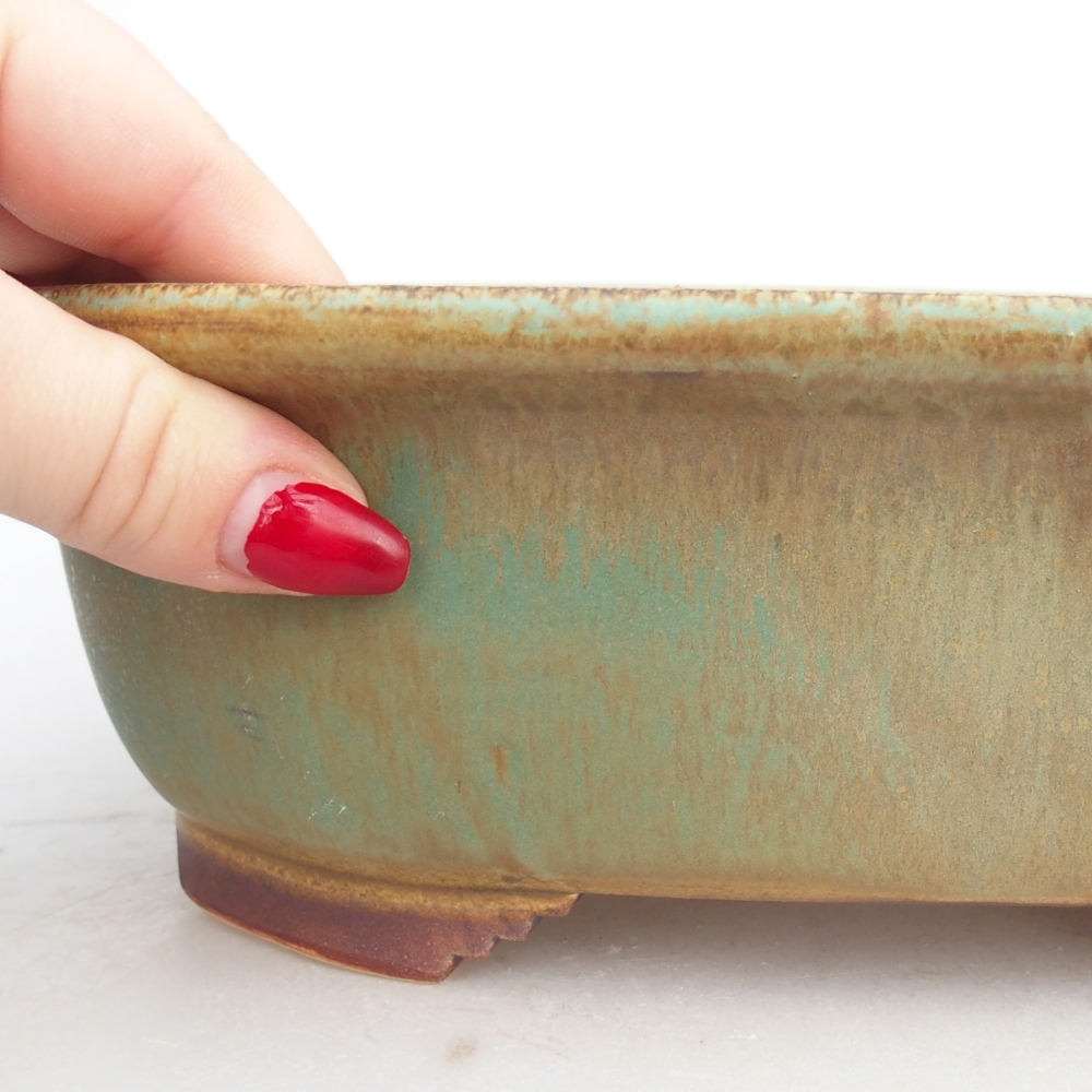 Ceramiczna miska do bonsai 25,5 x 21,5 x 8 cm, zielona