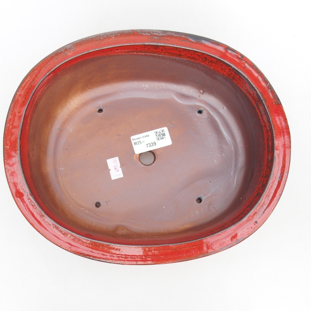 Ceramiczna miska bonsai 26 x 22 x 8 cm, kolor czerwony