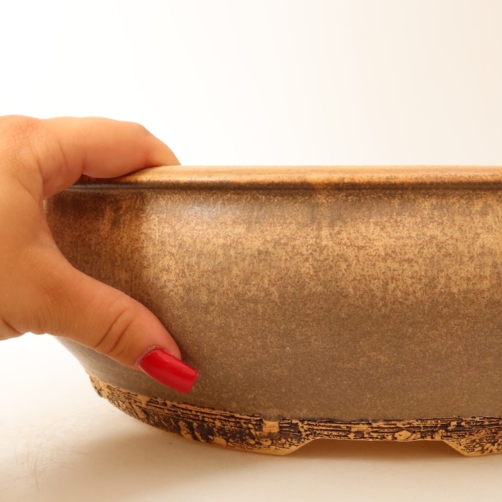 Ceramiczna miska do bonsai 32 x 32 x 10,5 cm, kolor brązowy – WYŁĄCZNIE ODBIÓR OSOBISTY lub transport na palecie