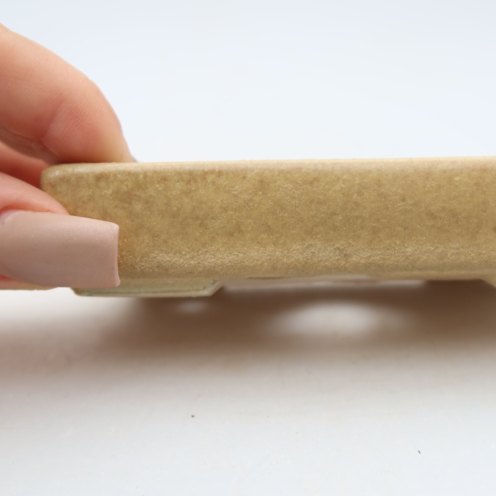 Ceramiczna miseczka do bonsai 10 x 7 x 2 cm, kolor beżowy