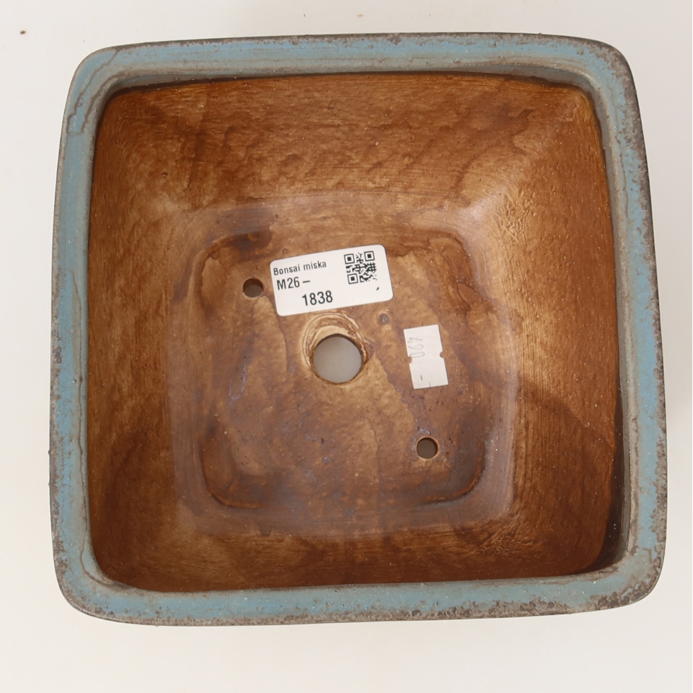 Ceramiczna miska do bonsai 16,5 x 16,5 x 9,5 cm, kolor niebieski