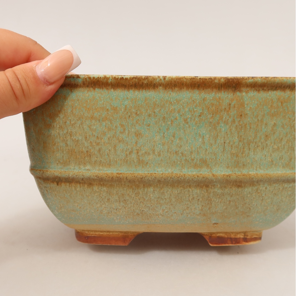 Ceramiczna miska do bonsai 16,5 x 16,5 x 9,5 cm, kolor zielony