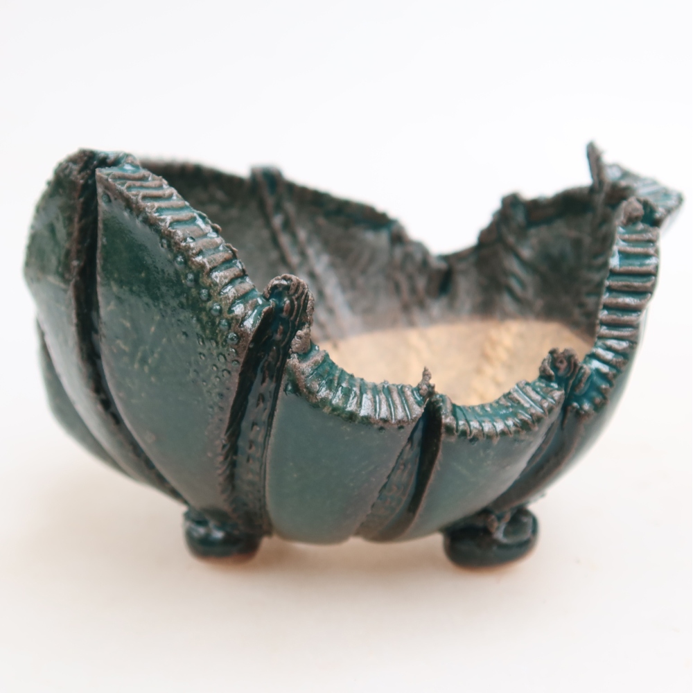 Ceramiczna skorupa  10 x 10 x 6 cm, kolor zielony