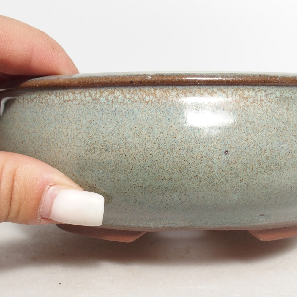 Ceramiczna miska do bonsai 14 x 14 x 5 cm, zielona