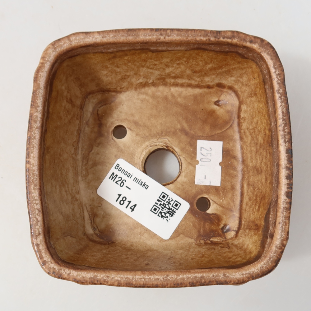Ceramiczna miseczka do bonsai 10,5 x 10,5 x 4,5 cm, kolor różowy