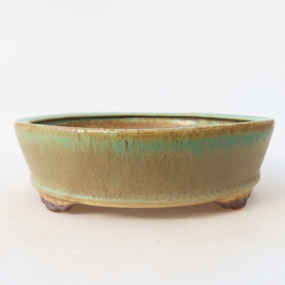 Ceramiczna miska do bonsai 18 x 18 x 5 cm, zielona