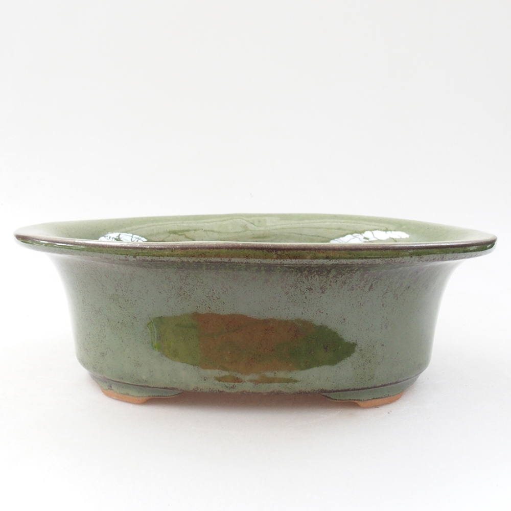 Ceramiczna miska bonsai 19,5 x 15,5 x 6,5 cm, kolor zielony
